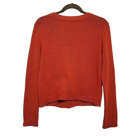 Talbots Cardigan Orange Red Knit Coastal Grandma Mercerized Cotton Small 622 - Picture 2 of 11